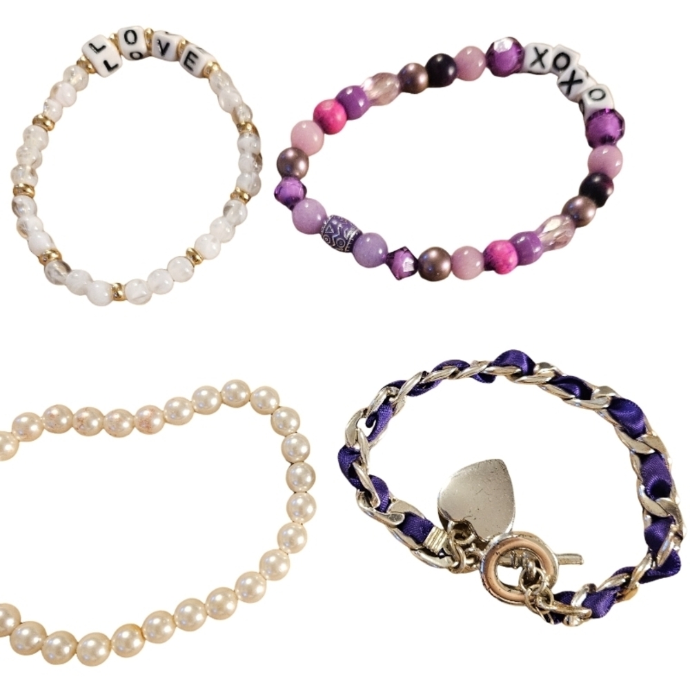 Lot 4 Pieces Bracelets 1 With Charm Assorted
